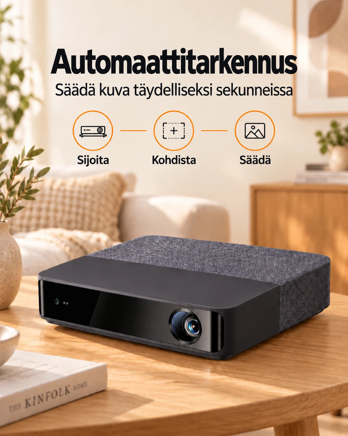 Projektorland Aura Laser – 4K UHD -yhteensopiva laserprojektori, 1100 ANSI-lumenia, natiivi Full HD