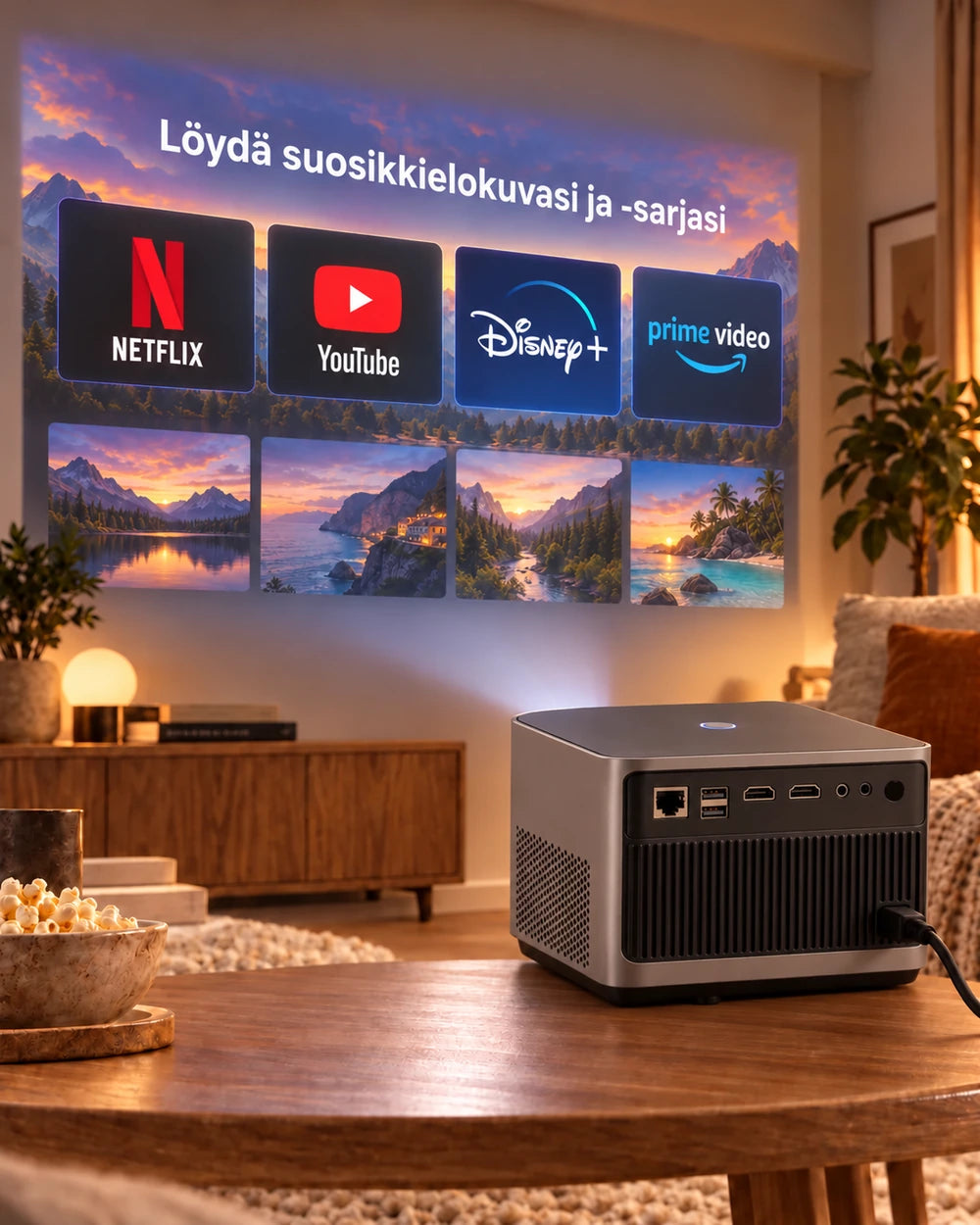 Projektorland Grand Cinema – 4K-yhteensopiva, Full HD 1080p, 580 ANSI-lumenia, HDMI ja USB