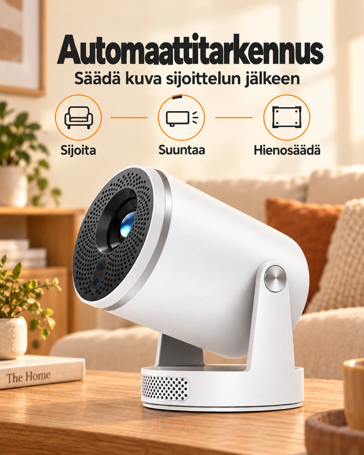Projektorland Luma Pro -miniprojektori – 400 ANSI-lumenia, Full HD 1080p, automaattitarkennus, Android 14 ja Wi-Fi 6