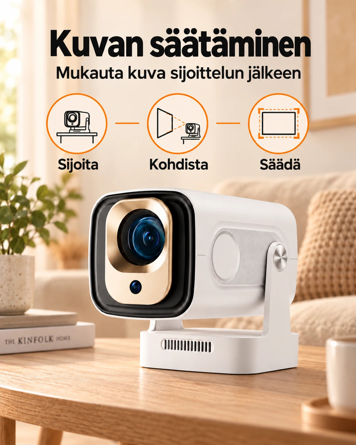 Projektorland Nova -miniprojektori – 260 ANSI-lumenia, Full HD 1080p, Android, Wi-Fi 6 ja Bluetooth 5.4